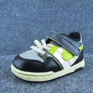 Nike Boys Sneaker Shoes Black Leather Hook &‎ Loop Size T 6 Medium